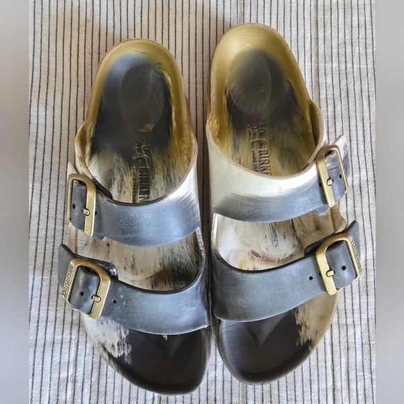 Birkenstock Arizona Sandals Tie Dye Slides Size 40 Double Buckle Metallic Color - Picture 2 of 7